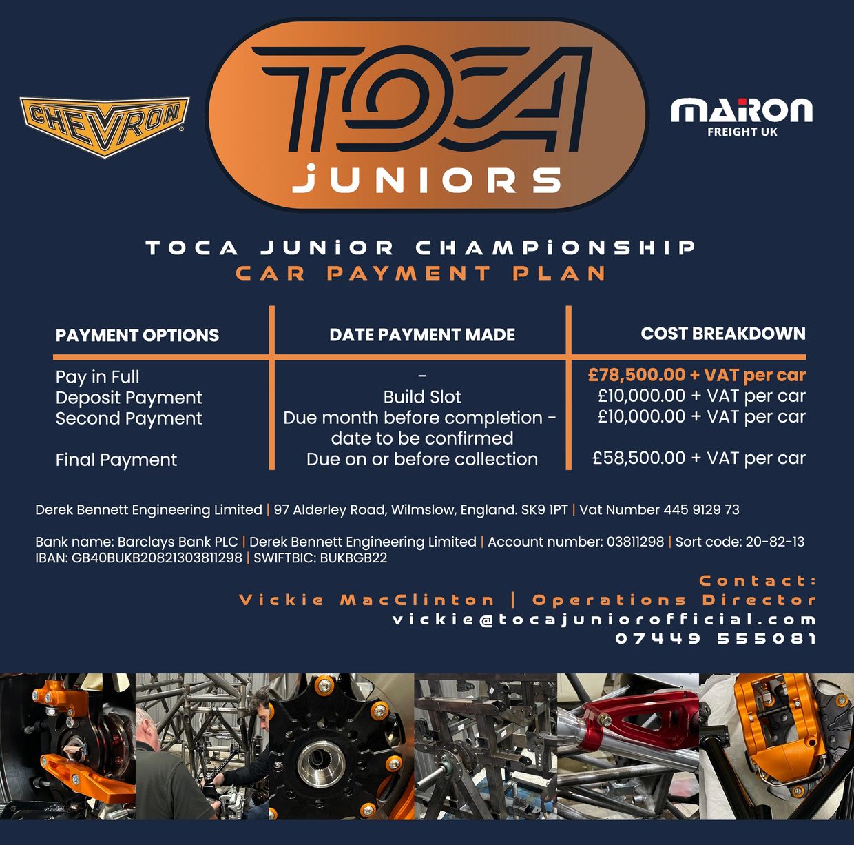 TOCA Junior Championship Car Payment Plan