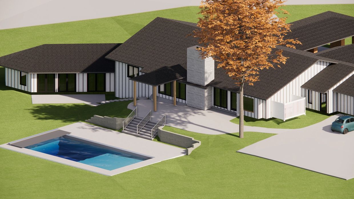 Covered Patio, Retaining Walls and Pool Deck