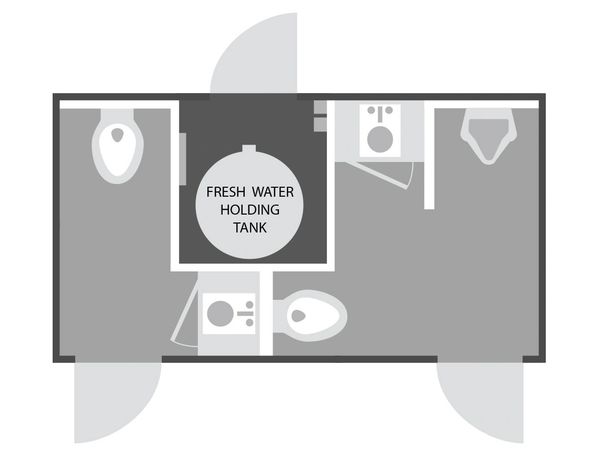 Floorplan of CLP Services 2 stall Restroom Trailer in Ohio