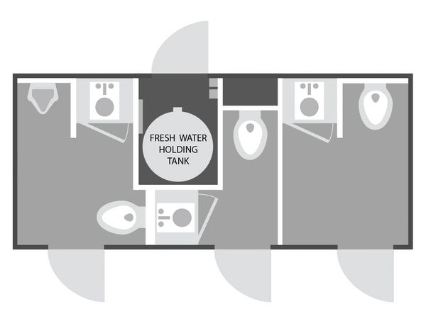 Floorplan of CLP Services 3 stall Restroom Trailer in Ohio