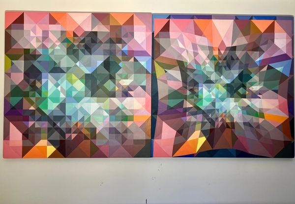 "Pinch Diptych". Acrylic Painted on Canvas. H 48" x W 96".May 2022.#13A&13B.