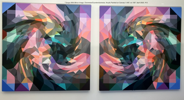 " Torque  Diptych Clockwise & Counter Clockwise".Acrylic Painted On Canvas.H 48" x W 100". 4/ 2022.