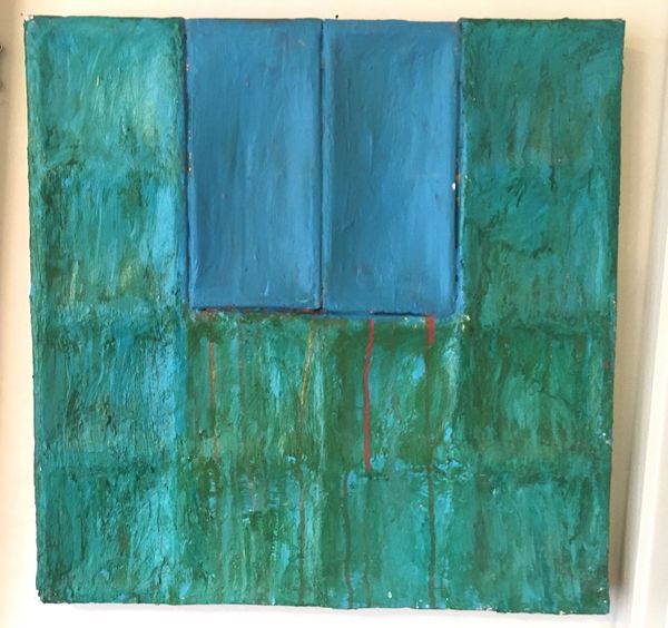 " Kitty Hawk Series #8". H 24" x W 24". Acrylic Medium, Paint, Plaster on Monks Cloth. 1988.