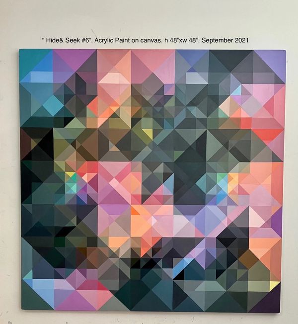 " Hide And Seek #6. Acrylic on Canvas. H 48" x W 48". September 2021.