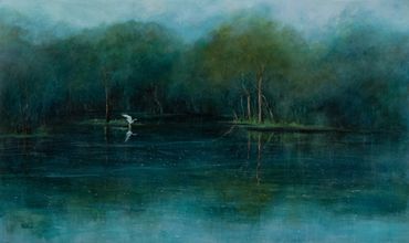 Painting, Acrylic on Canvas, River Scene, Bird, Wilsons Promontory, Art, Joy Brentwood