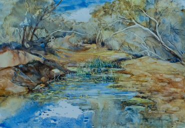 Watercolour, landscape, painting, spring, Flinders Ranges, Australia, Joy Brentwood 