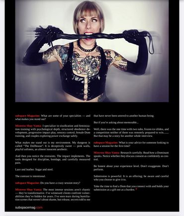 Thanks to Subspace Magazine for the feature! Check them out at www.subspacemag.com