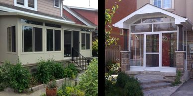 White Elm enclosures, front door enclosures, porch enclosures