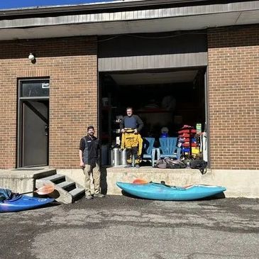 Alpine HVAC Service staff getting ready to go rafting right from the office