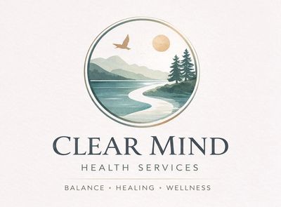 Logo with serene nature scene for Clear Mind Health Services.