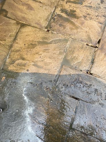 Indian sandstone driveway cleaning in Epping, Essex, UK.