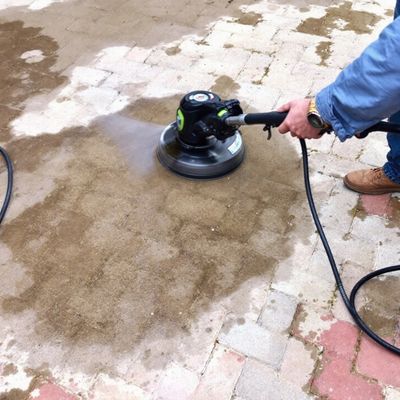 Let us make your pavers shiny and new with pressure washing and sealing. 