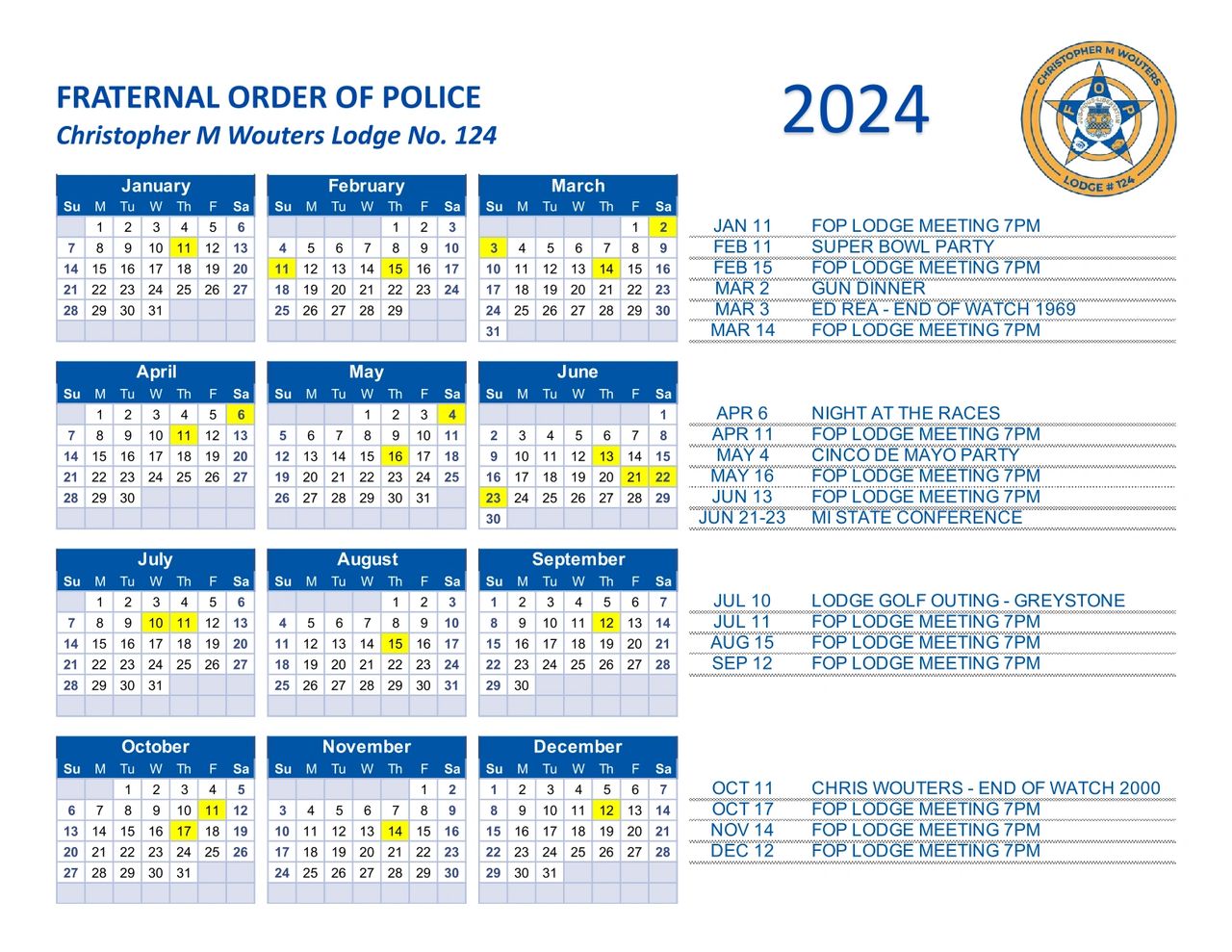2024 Calendar of Events 2024 Calendar of Events