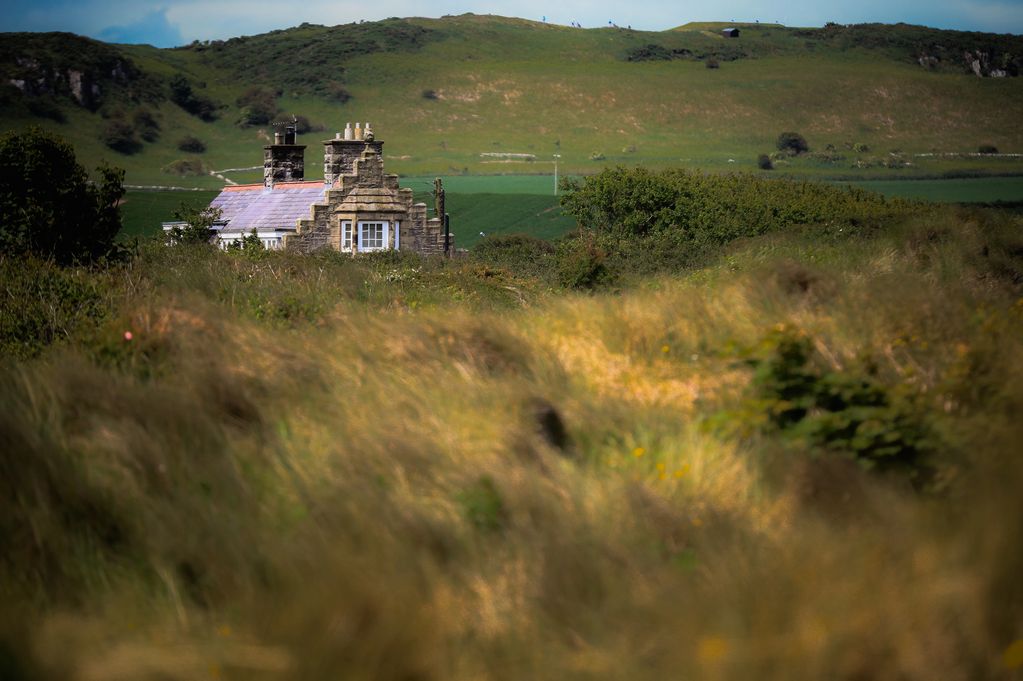 The top of a country home in rural northeast England region of Northumberland. 