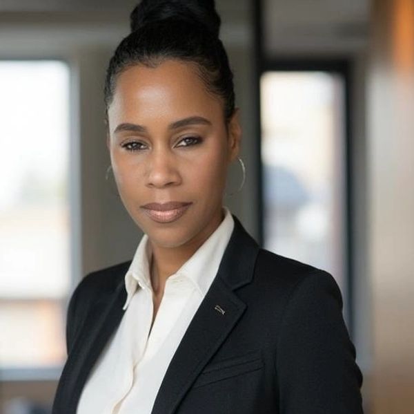 Confident woman in business attire.