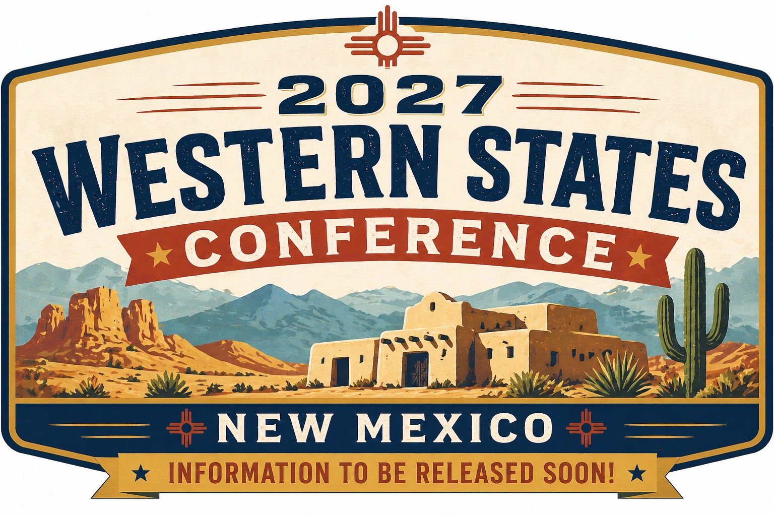 2027 Western States Conference in New Mexico with desert and adobe imagery.