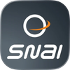 Logo di Snai con sfondo scuro e anello arancione.