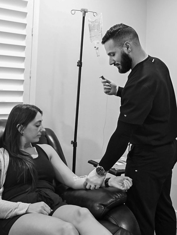 Giving Patient and IV