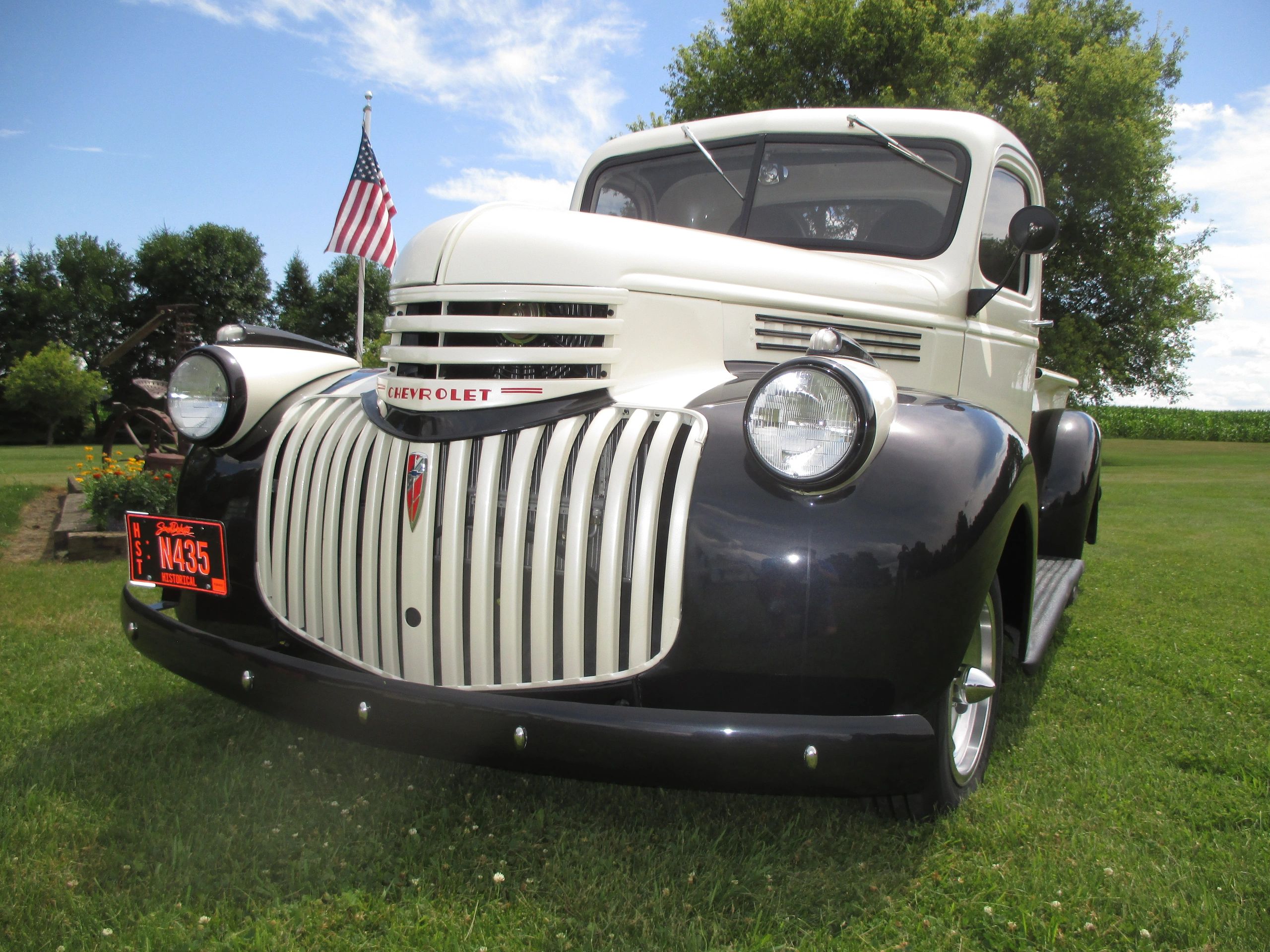 Completed frame of restoration of Guy's 41 Chevy Truck