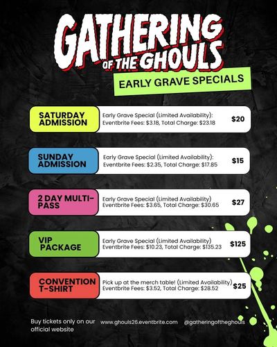 4th Annual Gathering of the Ghouls early grave pricing! 
