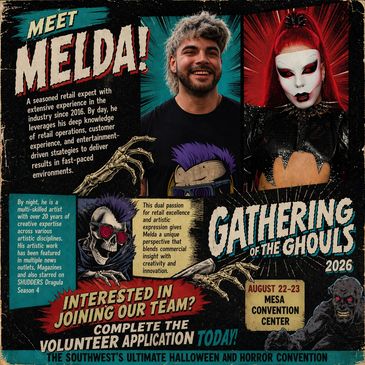 Meet our lead volunteer Melda for the Gathering of the Ghouls Halloween and Horror Convention! 