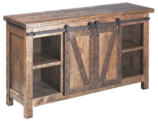 Craftsman style solid Roughcut Oak handcrafted buffet or entertainment center with custom options