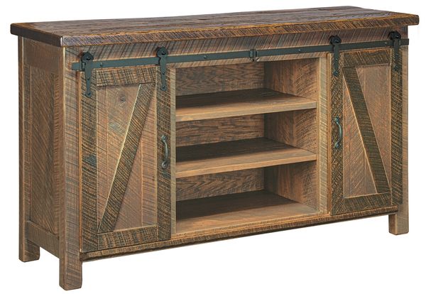Craftsman style solid Roughcut Oak handcrafted buffet or entertainment center with custom options