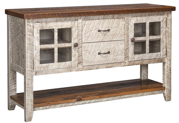 Craftsman style solid Roughcut Oak handcrafted buffet or entertainment center with custom options