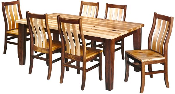 Rustic style Rustic Hickory and Walnut handcrafted dining set with custom options