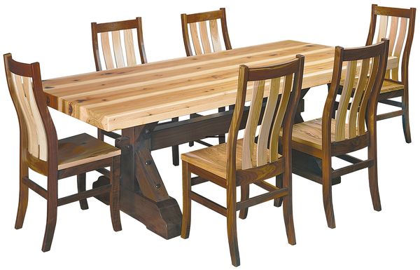 Solid Rustic Hickory and Walnut handcrafted dining set with custom options