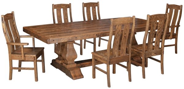traditional style solid Walnut handcrafted dining set with custom options