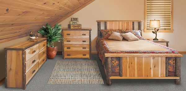 rustic style solid hickory handcrafted bedroom set with custom options