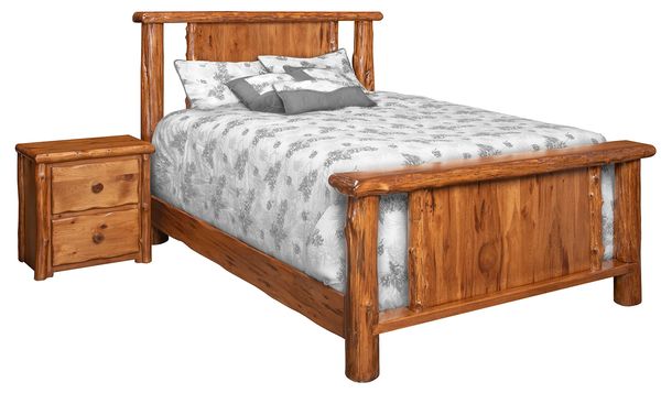 rustic style solid hickory handcrafted bed and nightstand with custom options
