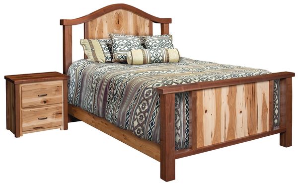 craftsman style solid hickory and walnut handcrafted bed and nightstand with custom options