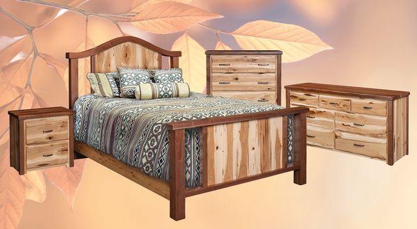 craftsman style solid hickory and walnut handcrafted bedroom set with custom options