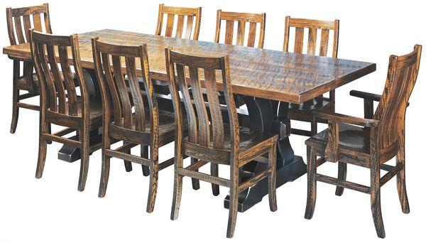 traditional style solid oak handcrafted dining set with custom options