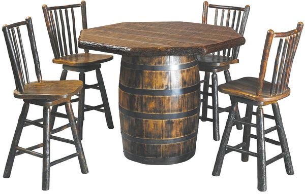 craftsman style solid oak and hickory handcrafted bar or pub set with custom options