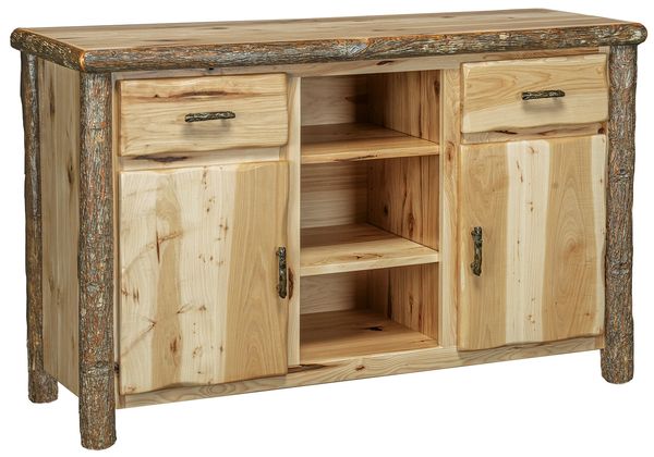 Rustic style solid Hickory and log handcrafted buffet or entertainment center with custom options