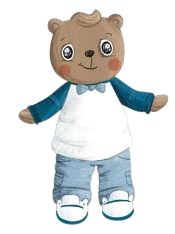 Cute teddy bear cartoon in casual clothes.