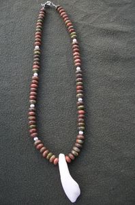 Bison Tooth Focal on Unakite Rondelle Necklace

