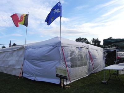 The Metis Cabin at The Gathering of Tribes at Browns Farm Annual Charity Pow Wow, East Greenbush, New York.