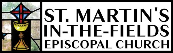 Sign for St. Martin's In-The-Fields Episcopal Church with stained glass art.