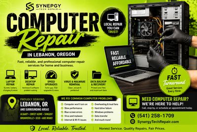 Computer repair services in Lebanon, Oregon, offering fast and reliable solutions for laptops, desktops, and virus removal.
