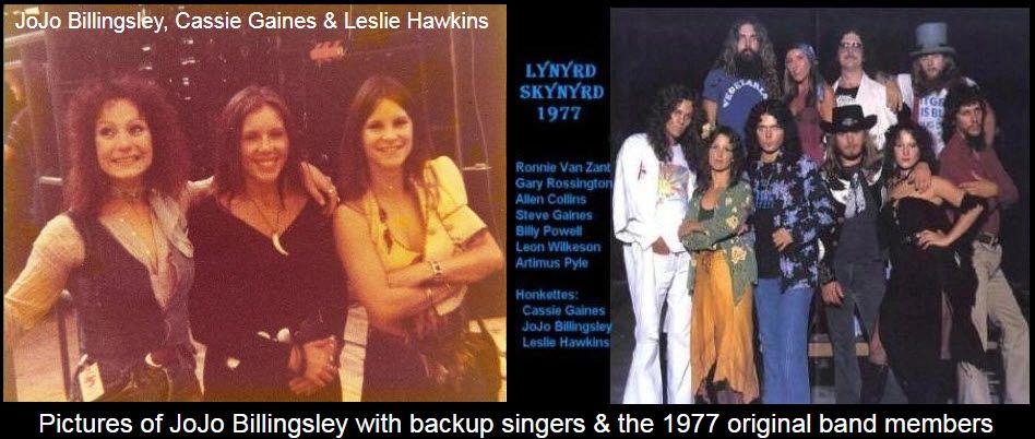 Pictures of JoJo Billingsley with backup singers & the 1977 original band members