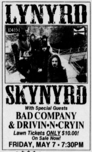 May 7, 1993: Lynyrd Skynyrd, with Bad Company at Starwood Amphitheatre in Nashville Tennessee