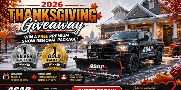 2026 Thanksgiving giveaway for free premium snow removal packages.