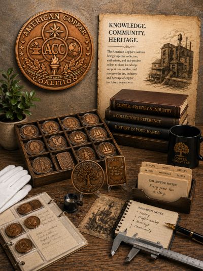 Collection of American Copper Coalition items and books.