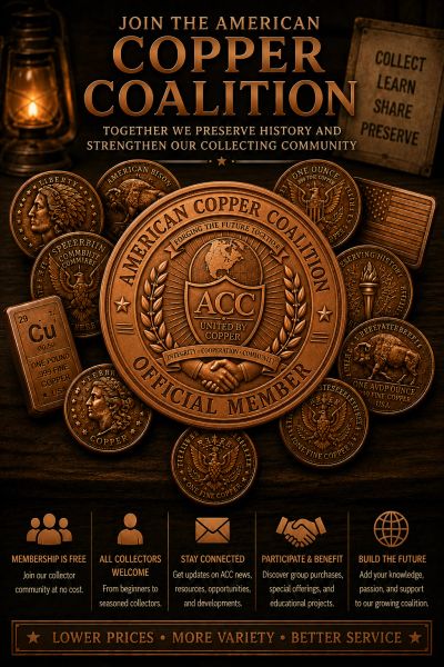 Advertisement for joining the American Copper Coalition with copper coins.