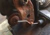 Rusty valve lever with broken pinch bolt