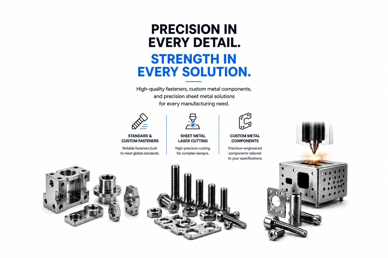 High-quality metal components, fasteners, and precise laser cutting for manufacturing needs.